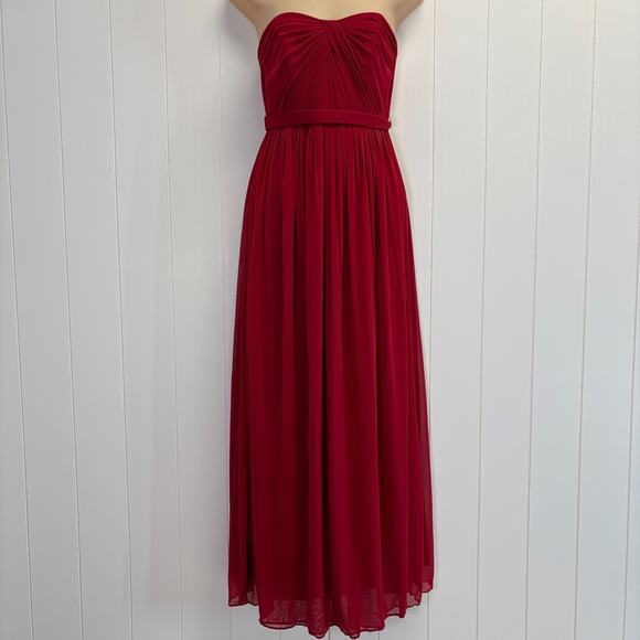 Davids Bridal Formal Pleated Glam Chiffon Maxi Dress Women 2 Prom Wedding Hoco - Picture 1 of 8